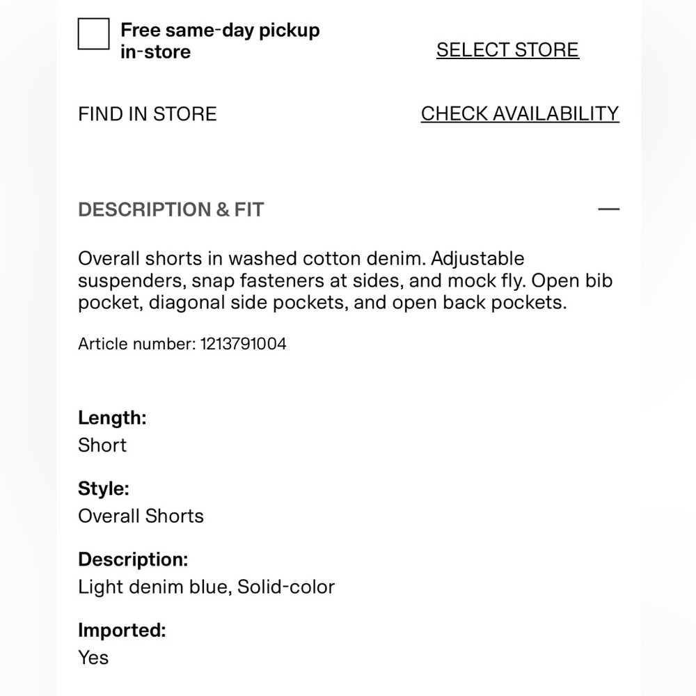 JEAN SHORT OVERALLS WITH ADJUSTABLE SNAP BUTTON FASTENER SUSPENDERS - Picture 14 of 15